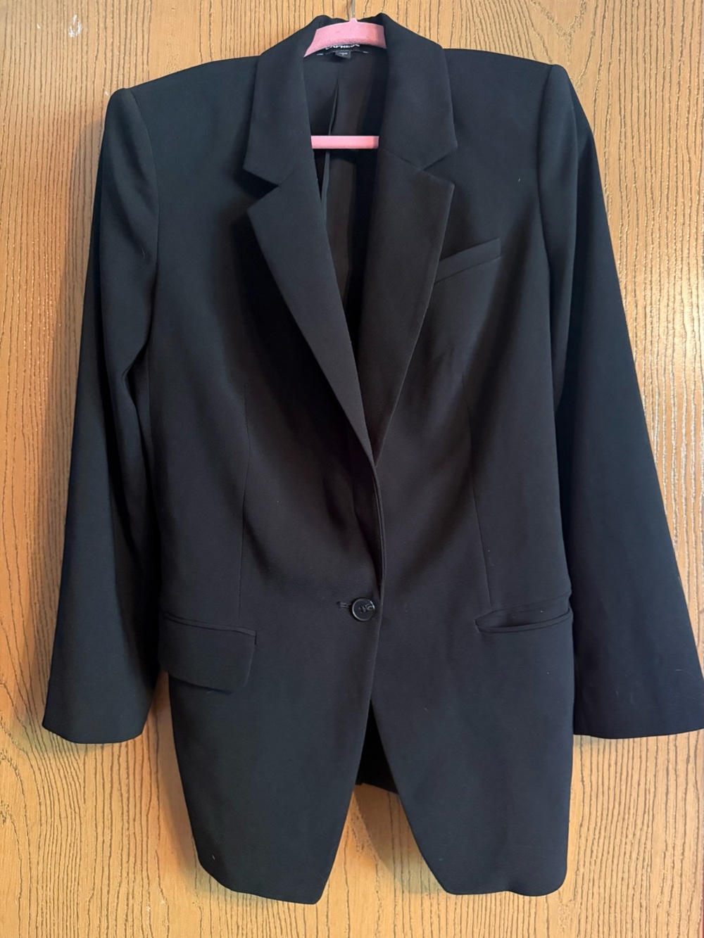 Express Black Single-Button Women's Blazer with Notch Lapel